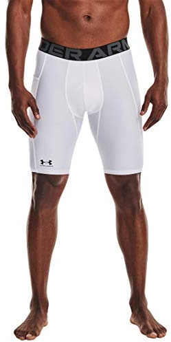 Under Armour Men's HeatGear Long Shorts, (101) White / / Black, Large