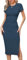 Missufe Sommerkleid Enges T Shirt Freizeitkleid Damen Midikleid Bodycon mit Schlitz Bleistiftkleid Kurzarm Figurbetontes Gerafftes Kleider (Pfauenblau, Mittel)