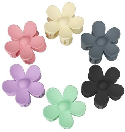 Mecool 6 Pcs Flower Hair Claw Clips for Women Ponytail Holder Headwear Hair styling Accessories for Straight, Curly, Wavy Hair | Non Slip Hair Clips Women | Hair Products for Womens Big Claw Clip Set