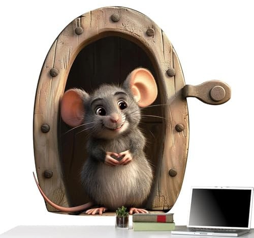 Printed Animal Mice - Cute Mice in The Wall Stickers - Adhesive Mice in Decal, Animal Peel and Stick, Fun for Kids Room, Nursery, Bedroom Living Room, Indoor