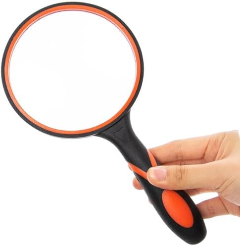 10X Magnifying Glass, Handheld Reading Magnifier with Non-Slip Soft Rubber Handle Shatterproof Magnifying Mirror Reading Books Inspection Soft Hand Shank Magnifier for Seniors