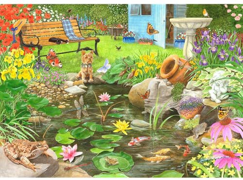 The House of Puzzles - Lily Pond Jigsaw - 1000 Piece Jigsaws For Adults, Artist Illustrated, Scenic Landscape, Deluxe Puzzle Gifts