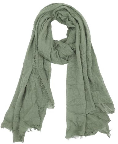 Van Der Rich ® - Schal mit fein gekreppter Oberfläche für Damen und Herren (63-Hellkhaki, One Size)