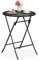 Relaxdays Gartentisch Rattan-Optik, rund, HxD: 75 x 60 cm, Balkontisch, Kunststoff & Metall, Outdoor Tisch, schwarz