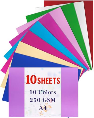 Caianwin 10 Blatt Bastelpapier 10 Farben Glitzerpapier zum Basteln Metallic Papier für DIY, Greeting Cards and Birthday Parties