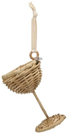 Riviera Maison Weihnachtskugel Natürlich, Christbaumkugel, Christbaumschmuck - RR Bubbles Coupe Champagner-Coupé aus Korbgeflecht - Rattan - Handgefertigt - (ØxH) 8x12