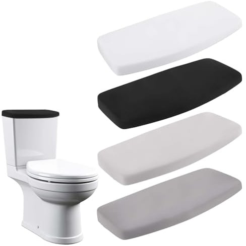 4 Pcs Toilet Tank Cover, Toilet Tank Lid Toilet Top Cover, Comfortable Bathroom Tank Cover Replacement with Elastic Bottom, Washable Soft Toilet Tank Lid Cover Fit Different Sizes(4 Colors)