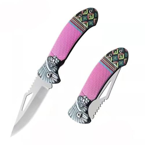 Hangdong Outdoor Messer,Klappmesser Jagdmesser Taschenmesser Werkzeuge für Camping Wandern,Muttertag Geschenk für Mama,Weihnachtstag Mann Frau Geschenke (rosa)