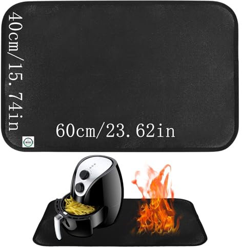 Alfombrilla Ignífuga, 60 x 40 cm Alfombra Resistente al Fuego, Alfombra Ignífuga Cocina de Sobremesa, Alfombrilla Protectora Contra el Calor, Tapete Protector para Freidora de Aire Barbacoa de Gas