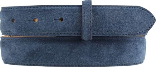 BELTINGER Gürtel aus Veloursleder ohne Schnalle 3,0 cm | Velour-Ledergürtel für Damen Herren 30mm | Wildleder-Gürtel | Marine 120cm