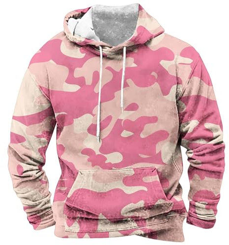 JUZILO Herren Camouflage Sweatshirts Winter Pullover Hoodie Kapuzenpullover Mode Bequem Casual Farbblock Pulli Mit Taschen
