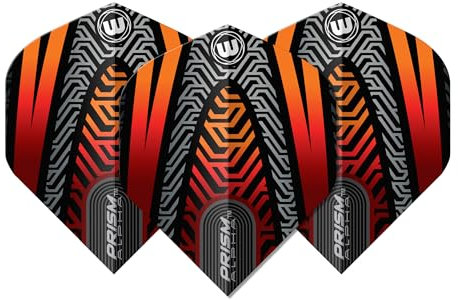 WINMAU Dart Flight - Prism Alpha Extra Thick 100 Micron - 1 Satz pro Packung (insgesamt 3 Dart-Flights) - Professionelles Dart Zubehör - Schwarze und Orange Dart Flüge