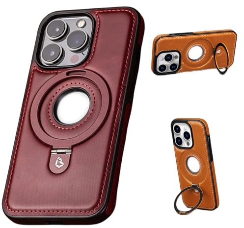 Full-Coverage Shockproof Leather Magnetic Stand Phone Case, Luxury leather for iPhone case, for iPhone 12/13/14/15/16 Plus Pro Max Case (For iPhone13Promax,red)