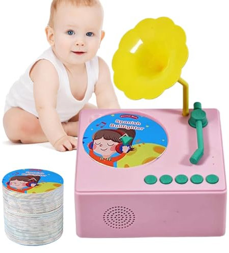 Giocattolo fonografo per bambini, giocattolo giradischi musicale,Giocattolo musicale fonografo per la prima educazione con 96 carte | Scatola da gioco musicale per l'apprendimento precoce, giocattolo