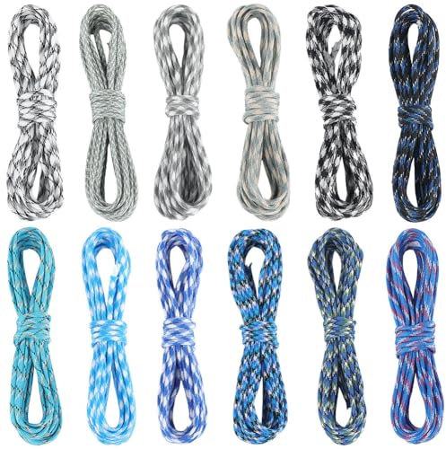 SOFPLATE 60M/196 Feet 12 Colors Parachute Rope Cord Parachute Rope Craft Kit 4mm Colorful 550lb Spandex Cores Hank Climbing Combo Polyester Thread Cords for Jewellery Making Bracelet Necklace DIY