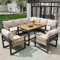 YESGIGA Garten Essgruppe 7-8 Personen, Gartenlounge-Set, Gartengarnitur Sitzgarnitur, Gartenmöbel Set, wetterfest Sitzgruppe Essgruppe, Moderne Gartengarnitur