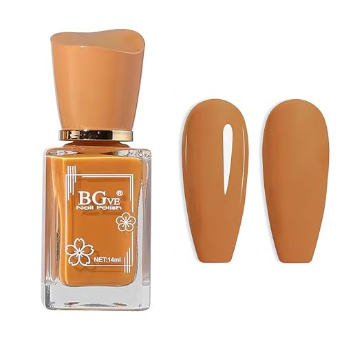 Dark Orange Nail Polish - Light Brown Nail Polish - Air Quick Dry Nail Varnish - Chip Resistant Long Lasting Nail Varnish - Glossy Summer Fall Nail Art Polish For Women Manicure DIY