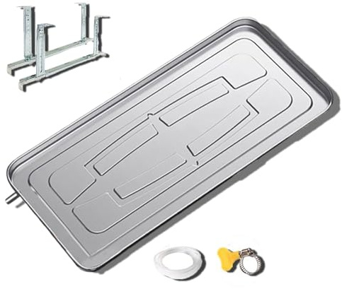 ZSXZCBDQ Aire Acondicionado Bandeja de Agua, con Soportes, Drenaje para Recolección de Agua, Tubería de Drenaje de 300 Cm, para Aires Acondicionados de Ventana y Bombas de Calor Split.(84x38x3cm)