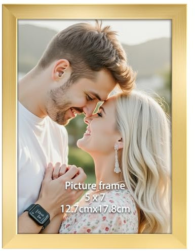 Ditwis Bilderrahmen 13x18 Gold, Fotorahmen für 18x13 cm Fotos und Bilder, Wand- und Tischaufstellung, Modern Rahmen für Wohn-, Schlaf- und Büroräume