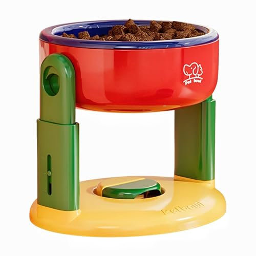 Belijoeuri, Ciotola regolabile per gatti e cani, 3 livelli di altezza, base a ventosa anti-ribaltamento, grande apertura facile da pulire in PP, ciotola alta per animali domestici