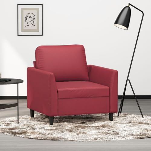 MOBCANT Sessel Weinrot 60 cm Kunstleder Wohnlandschaft Couch Modulares Sofa Schlafcouch für Schlafzimmer Wohnung Wohnzimmer Empfangsraum