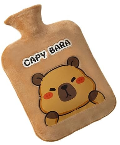 Hot Water Bottle, Capybara Hand Warmer, Soft Cover Design, Reusable Heat Relaxing Bag, Water Bladder for Neck, Shoulders, Hands, Feet, Cold Weather Comfort, Home Use