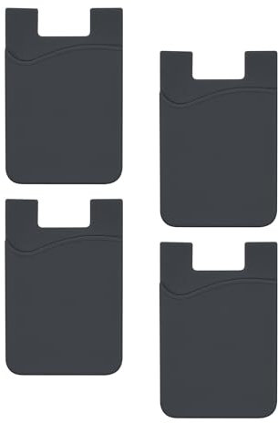 Phone Card Holder Stick On, 4X Adhesive Sticker Back of Phone Wallet, Cellphone Accessories, Silicone Material, Sticky Pocket for Cards, Smartphone Case Grip, Convenient Storage Solution, 5.6x8.6cm