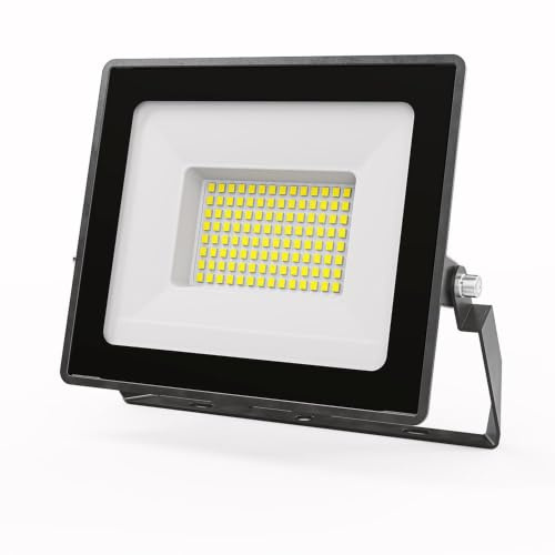 HOFTRONIC Stratos LED Fluter 50W – 4270 Lumen – 4000K Neutralweiß – IP65 – LED Außenlampe für Werkstatt, Parkplatz, Gartenweg & Carport - Schwarz