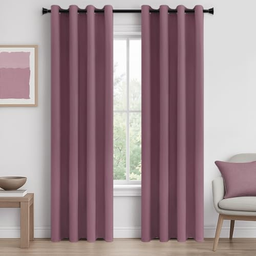 MRTREES Lot de 2 Rideaux Occultants Rose Poudré 140x230 cm, Rideaux Thermiques Isolants Anti Froid et Chaleur pour Salon Chambre Fenetre Porte Panneaux de Rideaux Intérieurs à Oeillets
