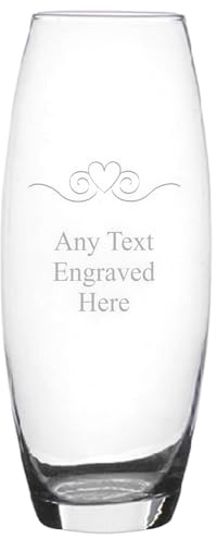[Custom] Personalised Engraved Heart Scroll Bullet Glass Vase For Flowers Gift Birthday Wedding