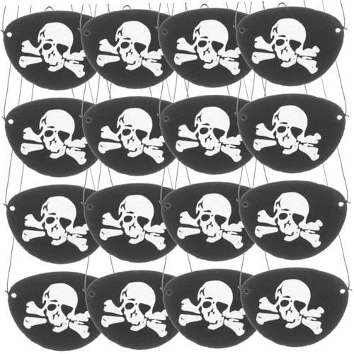 COLLBATH 24 Stück Teiliges Piraten Augenklappen mit Schädelmotiv Leichte Tragbare Filz Augenmasken für Halloween Cosplay und Karneval Geeignet für Erwachsene