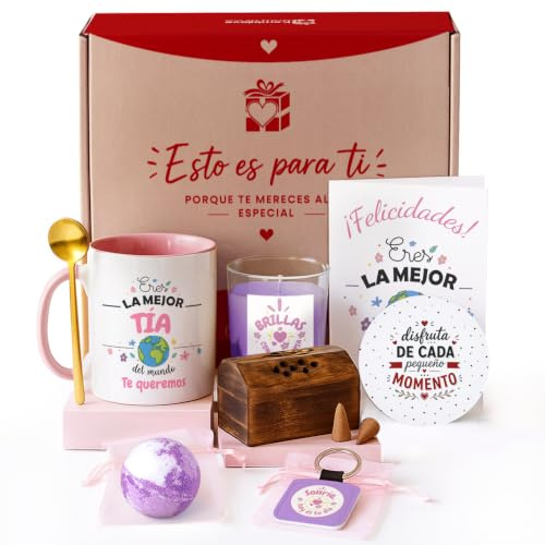 Kembilove® Pack Regalo Tia | Regalo Personalizado para Mujer con Mensaje de Cariño | Detalle Original para Cumpleaños o Día Especial | Caja Sorpresa Emotiva y Familiar
