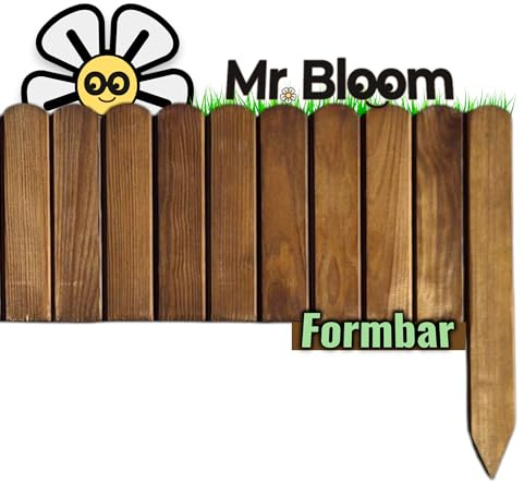 Mr. Bloom ® Beeteinfassung | Gartenzaun aus Holz | 8 Farben | Eigene Produktion | Made in EU (Kastanienbraun, 2m Länge | 20cm Höhe)