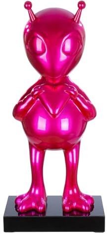 GILDE Skulptur Allie Alien aus Kunstharz und Marmor - glänzend - pink - Höhe 68cm x Breite 30cm - Dekoobjekt