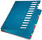 Leitz Pultordner, A4, 12 Fächer, Farbige Trennblätter, 3 Sichtlöcher, Karton, Blau, 59120035
