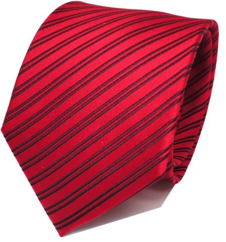 TigerTie Designer Seidenkrawatte in rot verkehrsrot bordeaux gestreift