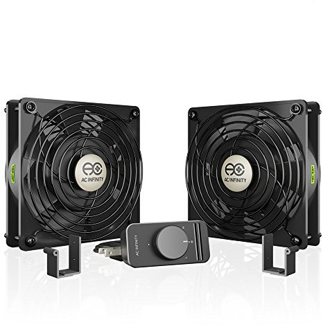 AC Infinity AXIAL S1225D - Ventilador doble para magdalenas de 120 mm con controlador de velocidad, certificado UL para puerta, habitación a habitación, estufa de leña, chimenea, proyectos de