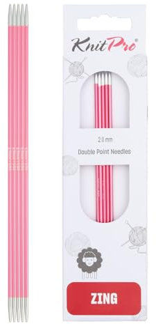 KnitPro K47001 Sockennadeln, Metal, Rosa, 15cm / 2mm