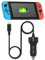 Cargador de coche para Nintendo Switch y Switch Lite, FYOUNG adaptador de cargador de coche de alta velocidad para Nintendo Switch (cable de cargador USB tipo C de 6,5 pies)