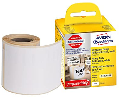 AVERY Zweckform A1976414 Dymo LabelWriter wetterfeste Etiketten kompatibel zu 1976414 (59x102mm, 1 Rolle|50 Kunststoff Aufkleber, selbstklebend, für LW Dymo Etikettendrucker, Beschriftungsgerät)
