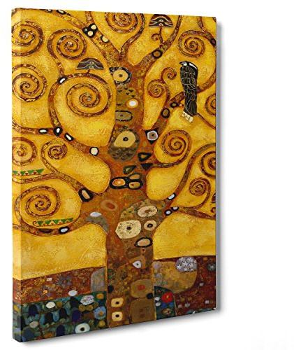 ConKrea Quadro su Tela Canvas - INTELAIATO - Pronto da Appendere - Klimt Particolare - Albero della Vita - 50x70cm - Senza Cornice - (cod.1385)