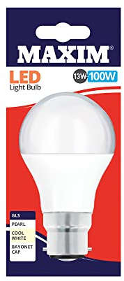 Maxim LED GLS Bayonet Cap (Cool White) - 13watt (100watt) (Pack 10), 100MLGBCCW5X10