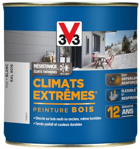Peinture Bois Climats Extrêmes Mat Blanc 0,5 L