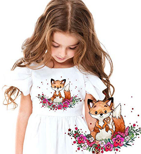 ilka parey wandtattoo-welt® Bügelbilder Applikation Fuchs und Punkte Bügelbild Bügelmotiv Aufbügelbilder für Mädchen bb106