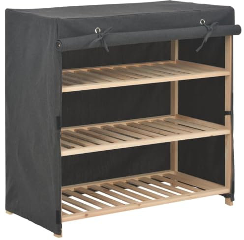 vidaXL Schuhschrank mit Abdeckung 3 Ebenen für 6 Paar Schuhregal Schuhablage Schuhständer Schuhe Aufbewahrung Schuhorganizer Grau Stoff 79x40x80 cm