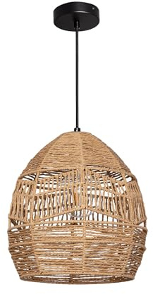 LEDKIA Pendelleuchte aus geflochtenem Papier Beyawo Natürlich | Natürliches Design | Geflochtenes Papier | Für E27-LED-Lampen | Vielseitige Beleuchtung | Einstellbare Länge
