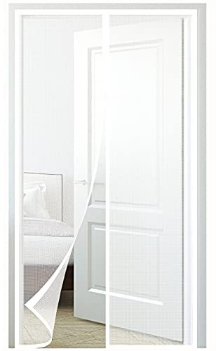 Zanzariera Magnetica per Porte Chiusura Automatica，150x230cm/WxH(59.05x90.55in) Anti Insetti Tenda di Zanzariera Porta，Facile Montaggio Adesivo Senza Forare， Bianco