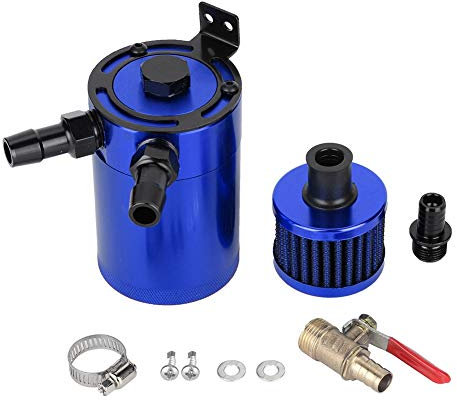 Bidon de Réservoir D'huile Universel en Alliage D'aluminium avec Kit D'accessoires à 2 Ports(Bleu)