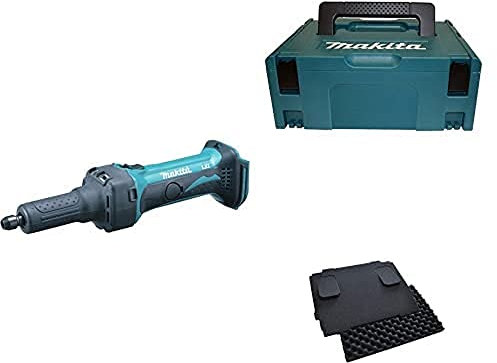 Makita Akku-Geradschleifer 18,0 V (ohne Akku, ohne Ladegerät) + MAKPAC + Polster