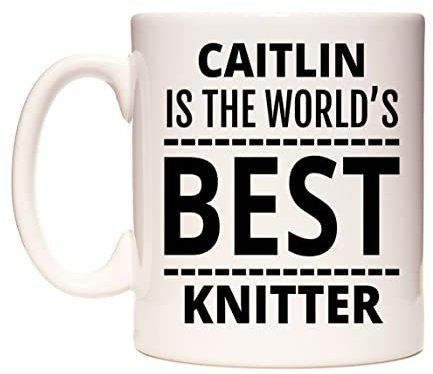 WeDoMugs Caitlin is The World's Best Knitter Ceramic 11oz Coffee Mug